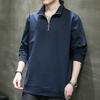 Nova Camisa Polo Masculina de Manga Comprida de Primavera e Outono Cor Pura Versátil Algodão Camiseta de Base Gola Polo Moletom Jaqueta Fashion