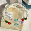 Pulsera bohemia de estilo europeo vintage con perlas y cristales, pulsera de cuentas de piedra ágata arcoíris de verano, joyería