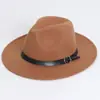 Sombrero de fieltro liso de color sólido estilo pork pie de Amazon de origen transfronterizo sombrero de jazz retro británico fedora de ala plana para hombres y mujeres