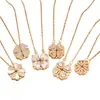 Collar para Mujer, Transfronterizo, Dos Formas de Usar, Flor de Cuatro Hojas Corazón, Corazón que se Abre y Cierra, Plegado de Amor, Lujo Ligero, Cadena de Clavícula de Gama Alta