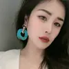 Estilo de Hong Kong Retro Exagerado Geométrico Snoop Contraste de Color Pendientes Grandes Pendientes de Sentido Avanzado Joyería de Oreja de Moda