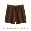 Nuevos Shorts de Punto de Cachemira para Mujer Color Puro Otoño e Invierno 2025, Simples, Versátiles, Cómodos, Suaves, Cerosos, Amigables con la Piel, Cintura Elástica
