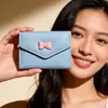 Cartera Pequeña Tipo Sobre Coreano de Alta Apariencia con Moño para Mujer 2026 Coreana Linda Corta Simple 70% de descuento Portamonedas y Tarjetas