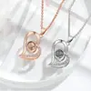 Estilo TikTok igual 100 idiomas Eu te amo colar de projeção feminino coração oco colar simples corrente de memória clavícula