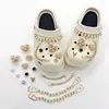 26 Modelos Nuevos de Zuecos Transfronterizos Accesorios DIY Llenos de Pedrería, Cadenas Metálicas en Forma de Corazón, Adornos de Perlas, Decoraciones para Zapatos Estilo Retro