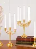 Suporte de Velas Estilo Europeu com Uma, Três ou Cinco Cabeças, Suporte de Velas de Haste Longa para Casamentos, Jantares à Luz de Velas, Hotéis, Aniversários e Decoração de Casa