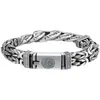 Joias de Prata Banhada de Alto Padrão Transfronteiriças para Homens, Pulseira Cubana Personalizada e Dominadora com Padrão de Paz de Mantra de Seis Caracteres, Corrente de Prata Vintage
