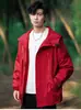 Jaqueta com Capuz Estilo Montanha para Homens Primavera e Outono Americana Funcional com Zíper Marca Tendência Bonita Tamanho Grande Casual