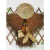 Ropa Marrón de Estilo Antiguo, Impermeable, Sombrero, Sombrero de Paja, Poncho, Chal, Sandalias de Paja, Accesorios de Decoración para Casa de Campo