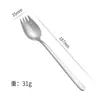 Cuchara y tenedor de ensalada de acero inoxidable 304, cuchara de comida occidental de doble propósito integrada, cuchara de mango largo para postres de frutas y pasteles, tenedor de superficie