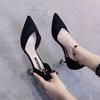 Zapatos de Otoño para Mujer 2023 Nueva Llegada Tacones Altos con Hebilla de una Línea Stiletto Versátiles Punta Afilada Boca Baja Zapatos de una Sola Capa Zapatos de Tacón Medio de Hada para Mujer