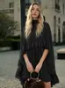Vestido de gasa con capa volantes estilo elegante, nuevo para primavera/verano, estilo europeo y americano, hecho a medida, con camisola interior