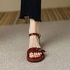 Sandalias de Tacón Bajo Boca de Pez para Mujer, Nuevo Estilo Coreano Verano 2026, Uso Diario, Punta Redonda, Correa Única, Zapatos Casuales para Mujer
