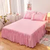 Faldón de Cama Cubierta de Cama Falda de una Pieza Cubierta Antipolvo Cubierta de Faldón de Cama Cubierta de Delantal de Cama Cubierta Antideslizante Grupo de Camas Niñas 1.51.8