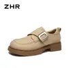 Zhr Retro Elegantes Zapatos de Mujer Estilo Británico 2025 Primavera y Otoño Nueva Moda Versátil Cómodos Resistentes al Desgaste Zapatos Pequeños de Cuero