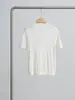 Tricô Personalizado Novo Estilo Verão Textura de Seda de Amora Manga Curta para Mulheres, Corte Justo, Respirável, Blusa Gola Redonda para Mulheres