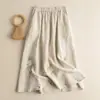 Falda de algodón puro para mujer de longitud media, corte holgado con silueta fluida, con bordados de estilo étnico, un nuevo diseño de línea A y un look retro versátil