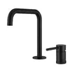 Bacia de aço inoxidável 304 com dois furos, torneira quente e fria, acabamento escovado dourado, preto, cinza chumbo, gabinete de banheiro com bacia