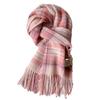 Bufanda de lana para hombre y mujer, bufanda de invierno a cuadros, estilo británico, color rosa y gris, ideal como regalo de cumpleaños.