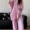 Pijamas de Estilo Francês Suave para Mulheres 2025 Primavera e Outono Conjuntos Usáveis Estilo Preguiçoso Simples Casual Tamanho Grande Roupas de Casa