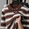 Recomendación popular: Fábrica de suéteres de punto a rayas con cuello Henry de marca moderna, prendas de punto para hombre directamente del fabricante