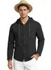 Camiseta com capuz masculina para primavera-verão estilo americano Amazon transfronteiriça, cor sólida versátil de algodão e linho, esportiva casual, camisa personalizada