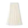 Falda de Malla Blanca con Serpentinas para Mujer Verano Elegante 2025 Nueva Falda Plisada de Longitud Media Adelgazante Simple Elegante