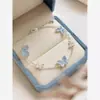 Brincos Franceses 2025 Novos Verão Luxo Acessível Nicho Brincos de Cristal High-End Elegante Exquisite Cianita Borboleta