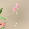Pasador de Flor para Mujer, Pasador de Nuevo Estilo Chino de Alta Gama, Pasador de Estilo Antiguo, Pasador de Perlas con Borla