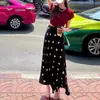 Saia Midi Casual de Alta Qualidade Estilo Francês para Mulheres, Versão Coreana Verão 2026, Saia Simples de Bolinhas Estilo Socialite