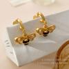 Pendientes de botón con diseño de abeja de circonita de lujo con aguja de plata S925 bañados en oro y cobre, elegantes pendientes en forma de C de alta calidad para mujer 2181