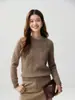 Nuevo Suéter de Punto Trenzado Completo con Cuello Redondo de Cachemira de Cabra para Mujer de Otoño e Invierno, Suéter Grueso de Manga Larga para Mujer, Capa Base de Punto