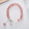 Pulsera de Cristal de Fresa Natural Ágata Blanca Flor de Durazno para Mujer, Lujo Ligero, Sensación de Alta Gama, Cuentas Budistas, Joyería de Cristal, Venta al por Mayor de Pulseras