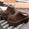 Meias-pantufas Fechadas com Solado Grosso para Mulheres, Uso Externo, Sapatos Meio Cobertos Estilo Birkenstock, Novas Versáteis 2026 Outono e Inverno Meias-pantufas Birkenstock Femininas