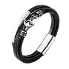 Estilo Punk Pulsera de Cuero con Ancla de Acero Inoxidable Cuero Trenzado Multicapa Joyería Personalizada Pulsera de Acero de Titanio Joyería de Moda