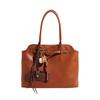 Bolsa Maleta Retrô Preguiçosa Feminina Grande Capacidade Texturizada Versátil Design Simples de Nicho Bolsa de Mão Ombro Tote