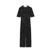 Roupas femininas europeias e americanas transfronteiriças, moda popular do AliExpress, vestido sexy de renda com retalhos e decote V com mangas bufantes