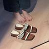 Sandálias Rasteirinhas Abertas com Solado Grosso para Mulheres, Novidade 2026 Chinelos Elegantes de Bico Quadrado Estilo Francês, Sapatos de Praia para Férias