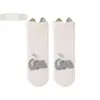 Meias Infantis de Algodão Puro Meia-Perna com Desenhos de Animais, Barra Canelada de Alta Elasticidade, Meias Antiderrapantes para Bebê para Trampolim/Chão