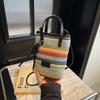 Bolso Bohemio de Paja Tejida para Mujer Verano 2024 Nueva Moda Cruzado de Mano Tejido para Teléfono Móvil Bolso de Playa para la Orilla del Mar