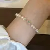 Pulsera de Perlas Flor de Cuatro Hojas Que No Se Desvanece, Lujo Accesible de Verano para Niñas y Pulsera de Estilo Chino Nuevo de Gama Alta Pulsera para Mejor Amiga Nicho