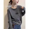 Camiseta Ribana de Algodão Puro com Manga Longa e Ombro Regular Estilo Novo 2026 para Mulheres, Top Fashion e Juvenil, Camiseta Básica para Primavera, Outono e Inverno