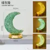 Luz noturna de pedra bruta de cristal natural transfronteiriça, luz noturna de lua crescente de cristal, decoração de atmosfera romântica para casa atacado