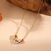 Collar Pulsera de Acero de Titanio Corazón Estrella Transfronterizo, Pulsera de Acero Inoxidable de Lujo Ligero Moda Corazón Estrella Tricolor para Mujer