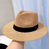 Sombrero de Jazz Estructurado No Plegable para Hombres y Mujeres, Estilo Pareja, Sombrero de Paja para Protección Solar en Viajes de Verano, Sombrero de Vacaciones en la Playa