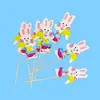 Palitos decorativos temáticos de animales de dibujos animados, palitos de madera desechables, bola de panal, decoración de tarjeta de conejo para cumpleaños infantil