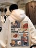 American retro pesado suéter com capuz masculino marca de moda de outono high street loose grande tamanho vinho tinto oversize casaco