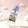 Copo de Parede Dupla Quente Mais Vendido Selecionado Cuidadosamente Desenho Animado Copo de Água de Parede Dupla Infantil Material PC Tampa Flip-Top Fácil de Transportar Portátil Copo para Estudante On-the-Go