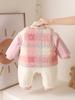 Ropa de Invierno para Bebés y Niños Pequeños, Elegante Mono con Bordado de Animales, Conjunto Cálido de Dos Piezas Forrado de Felpa, Ropa de Algodón de Invierno para Salir