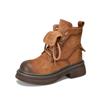 [Precio del Evento 145] Botines de Piel Genuina para Mujer, Botas Amarillas con Suelas Gruesas, Cierre Lateral, Botas Martin de Punta Redonda para Mujer
